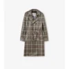 Langer, karierter Trench Coat „Foxfield“ mit Raffia-Effekt