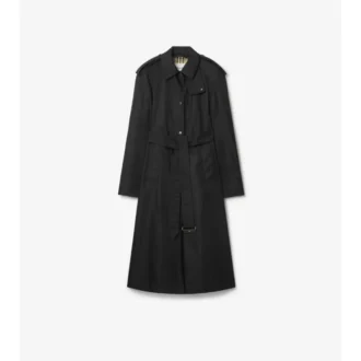 Langer Nylon-Car Coat mit Kapuze