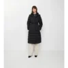 Langer Nylon-Daunenmantel mit Kapuze