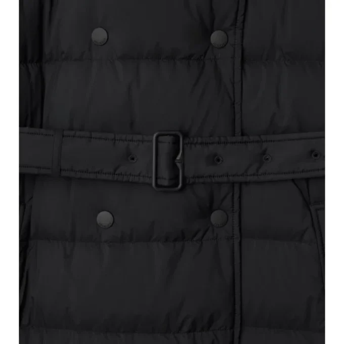 Langer Nylon-Daunenmantel mit Kapuze