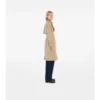 Langer Trench Coat aus Gabardine mit Karomuster und Kragen
