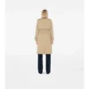 Langer Trench Coat aus Gabardine mit Karomuster und Kragen