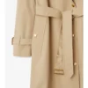 Langer Trench Coat aus Gabardine mit Karomuster und Kragen