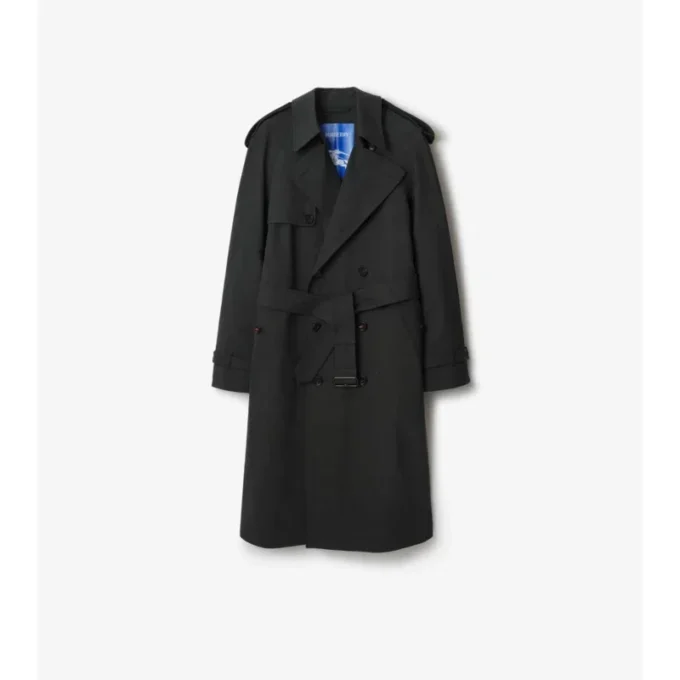 Langer Trench Coat aus gebondeter Stretchwolle