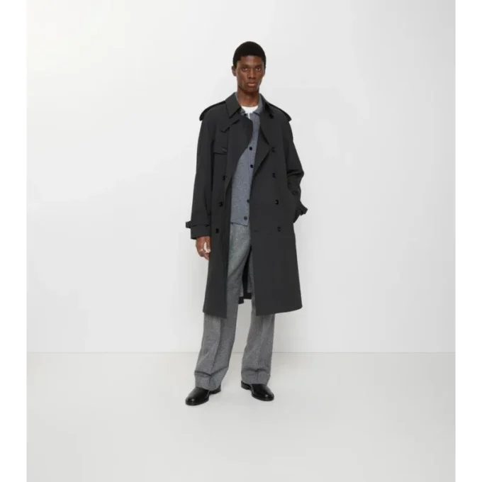 Langer Trench Coat aus gebondeter Stretchwolle