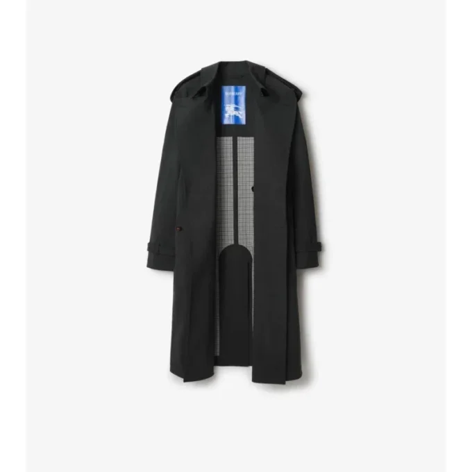 Langer Trench Coat aus gebondeter Stretchwolle