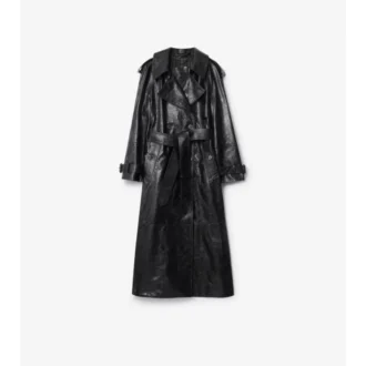 Langer Trench Coat aus geprägtem Leder