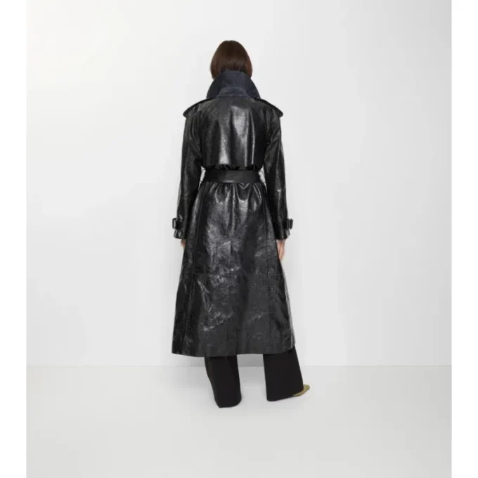 Langer Trench Coat aus geprägtem Leder