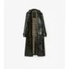 Langer Trench Coat aus geprägtem Leder