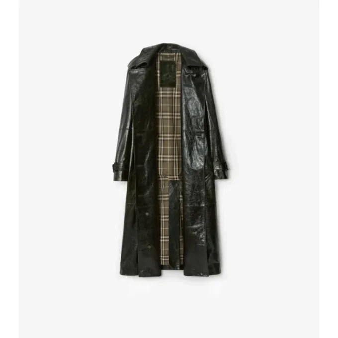 Langer Trench Coat aus geprägtem Leder
