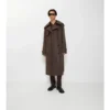 Langer Trench Coat aus Seiden-Baumwollmischung mit Karomuster und Kragen