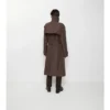 Langer Trench Coat aus Seiden-Baumwollmischung mit Karomuster und Kragen