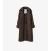 Langer Trench Coat aus Seiden-Baumwollmischung mit Karomuster und Kragen