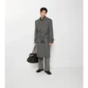 Langer Trench Coat aus Wolle mit Fischgrätenmuster