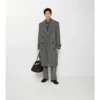 Langer Trench Coat aus Wolle mit Fischgrätenmuster