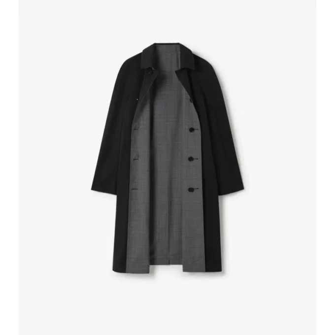 Langer, wendbarer Parkbury-Car Coat aus kariertem Wollstoff