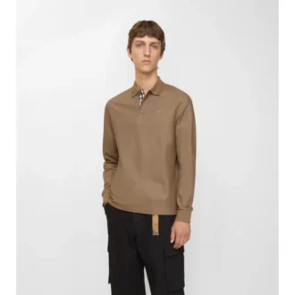 Langärmliges Baumwoll-Poloshirt