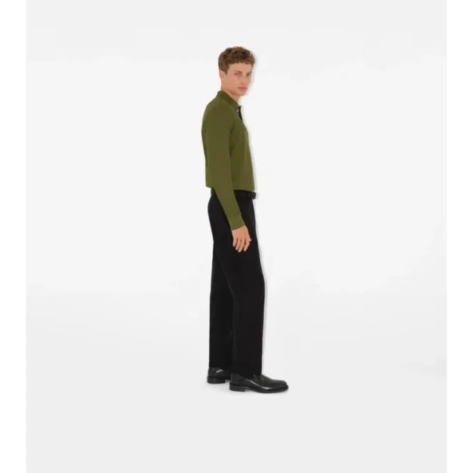 Langärmliges Baumwoll-Poloshirt