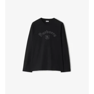 Langärmliges Gothic-Logo-T-Shirt aus Baumwolle