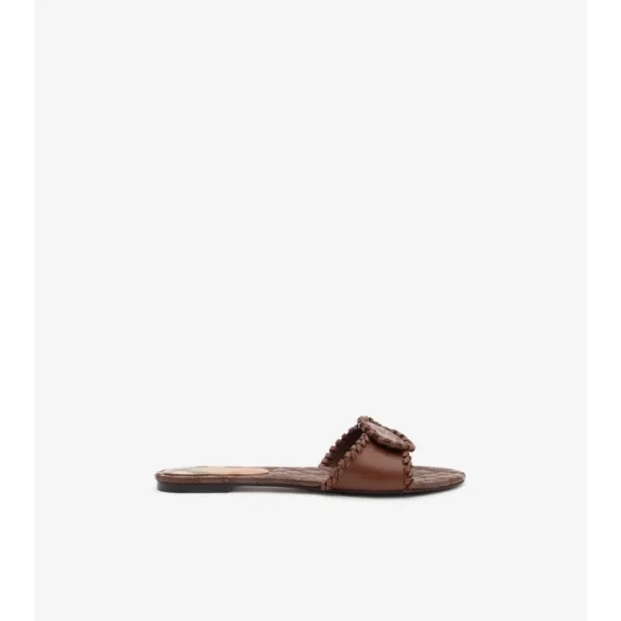 Leder-Slides mit Knight-Stempel 