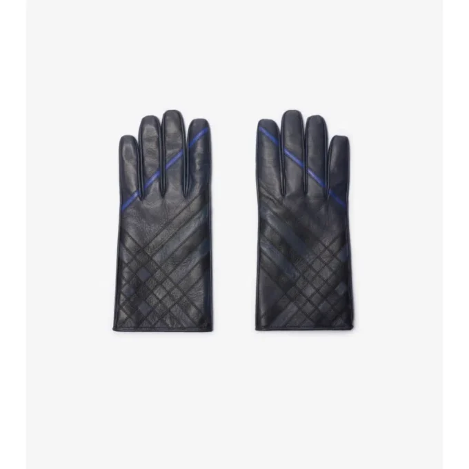 Lederhandschuhe mit Intarsien-Karomuster
