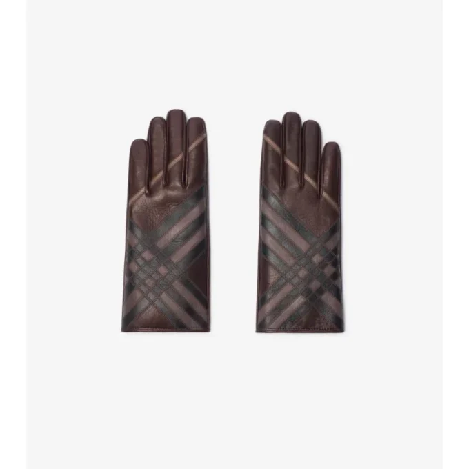 Lederhandschuhe mit Intarsien-Karomuster