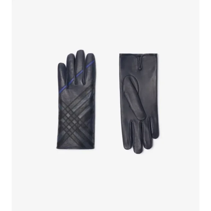Lederhandschuhe mit Intarsien-Karomuster