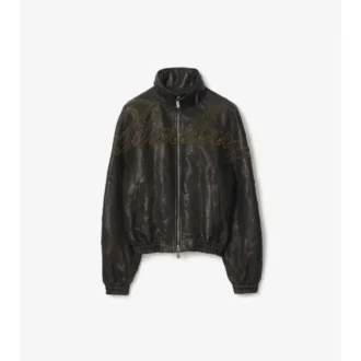 Lederjacke mit kursivem Logo