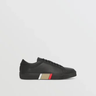Ledersneaker mit Streifen-Detail