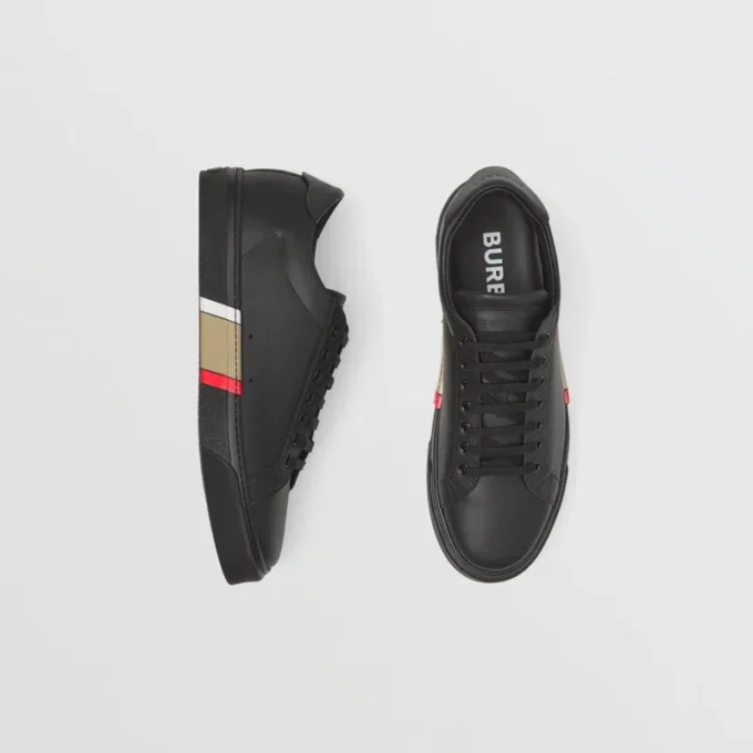 Ledersneaker mit Streifen-Detail