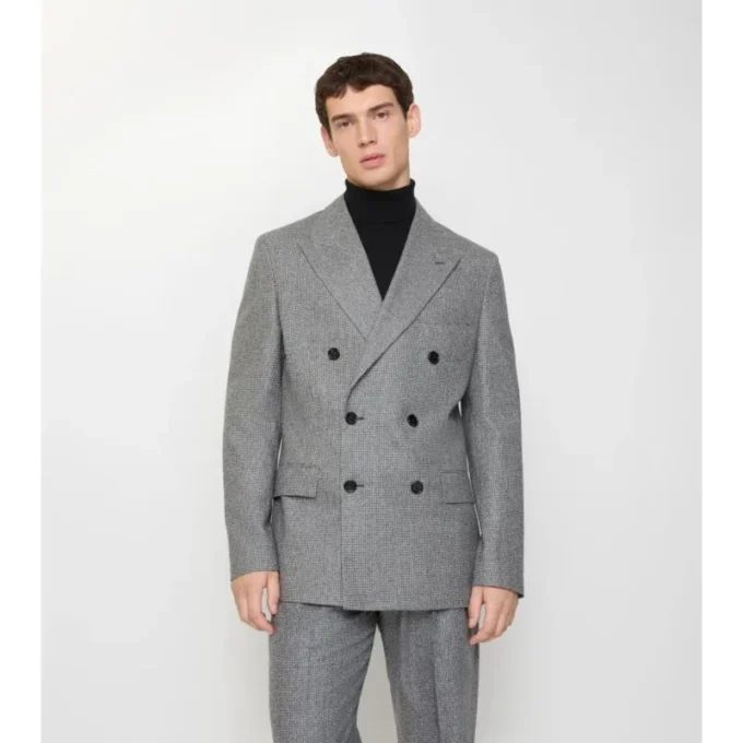 Maßgeschneiderte Jacke aus Wolle mit Puppytooth-Karomuster