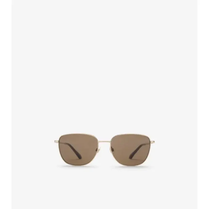 Metallic-Karierte Sonnenbrille mit quadratischem Rahmen