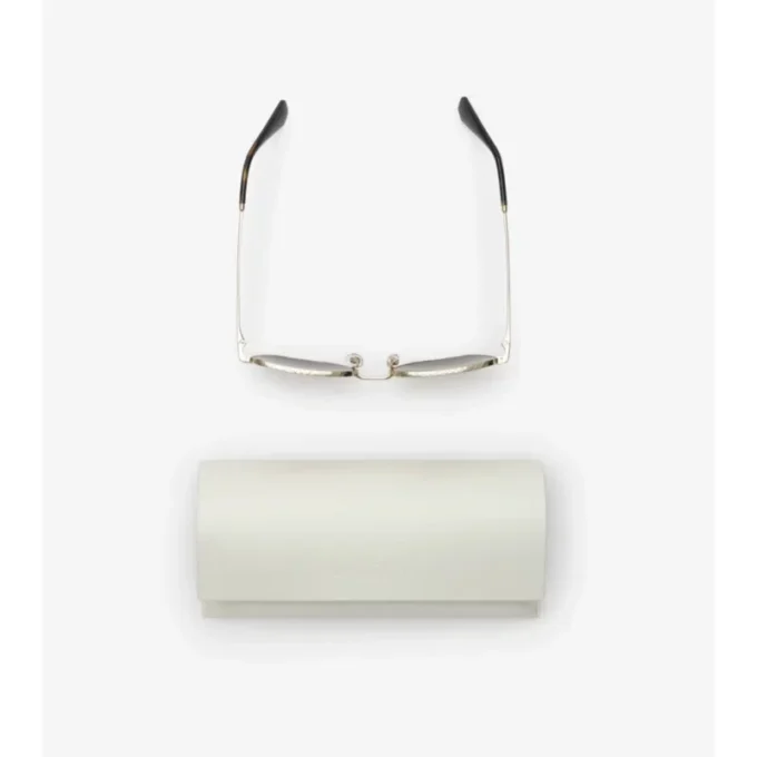 Metallic-Karierte Sonnenbrille mit quadratischem Rahmen