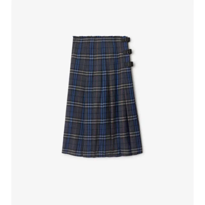 Midi-Kilt aus Wolle mit Karomuster