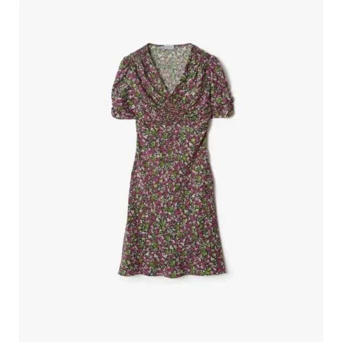 Mini-Kleid aus Seide mit zierlichem Blumenmuster