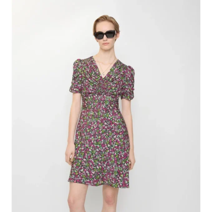 Mini-Kleid aus Seide mit zierlichem Blumenmuster