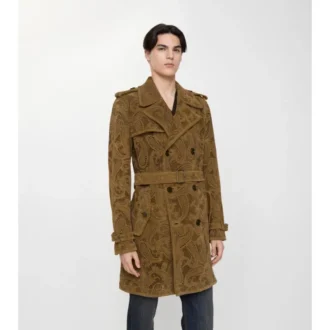 Mittellanger Lawshall-Trench Coat aus Paisley-Wildleder