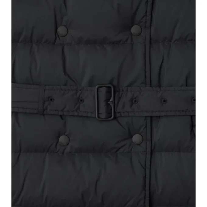 Mittellanger Nylon-Daunenmantel mit Kapuze