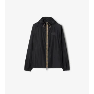 Nylon-Kapuzenjacke mit Karoband