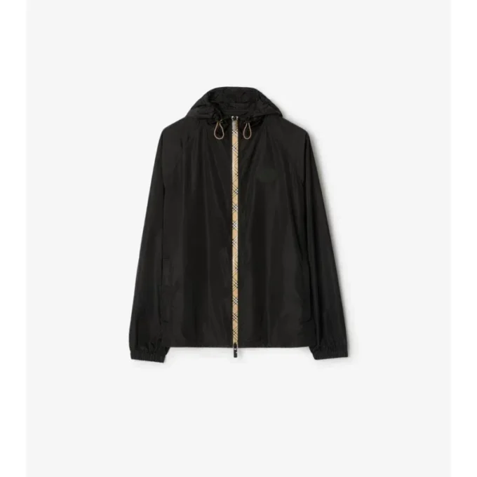 Nylon-Kapuzenjacke mit Karoband