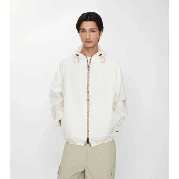 Nylon-Kapuzenjacke mit Karoband