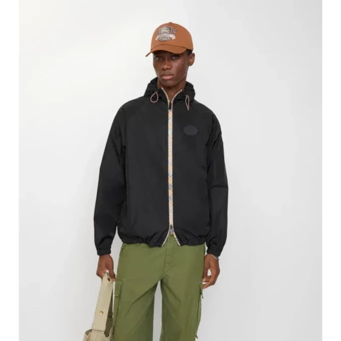 Nylon-Kapuzenjacke mit Karoband