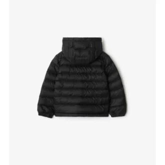 Nylon-Steppjacke mit Kapuze und Karomuster