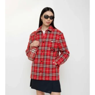 Overshirt aus Wolle mit Karomuster