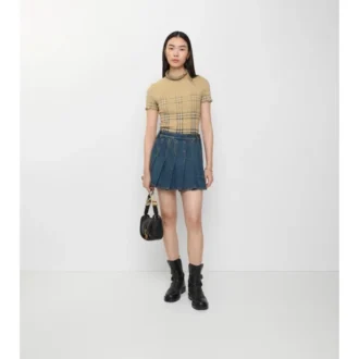 Plissierter Denim-Minirock