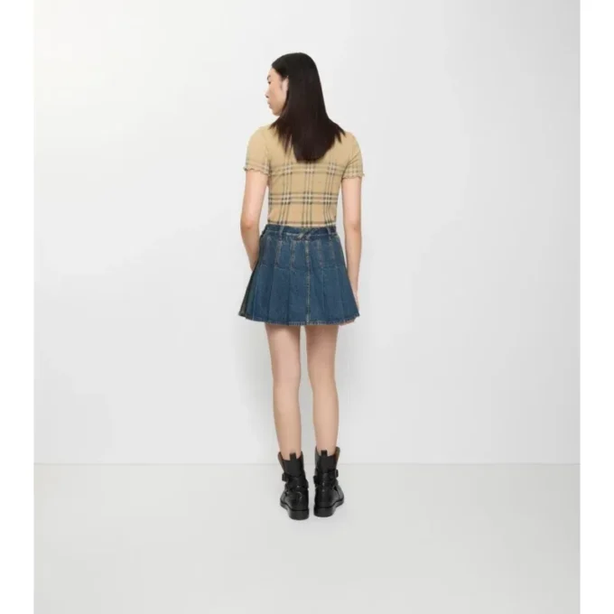 Plissierter Denim-Minirock