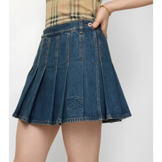 Plissierter Denim-Minirock