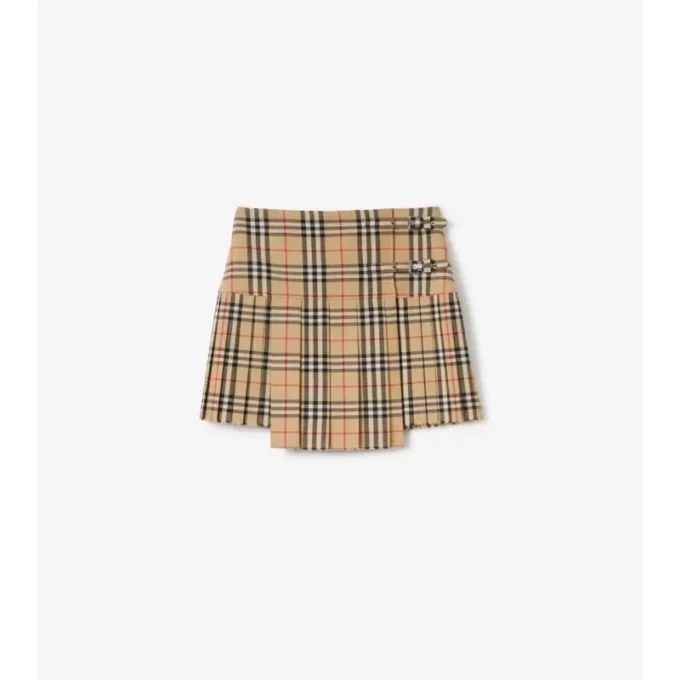 Plissierter Mini-Kilt aus Wolle mit Karomuster