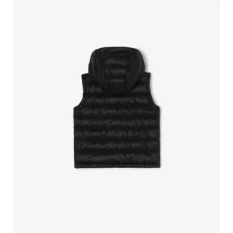 Puffer-Weste mit Kapuze aus Nylon mit Burberry-Karomuster