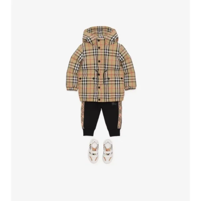 Puffermantel aus Nylon mit Karomuster